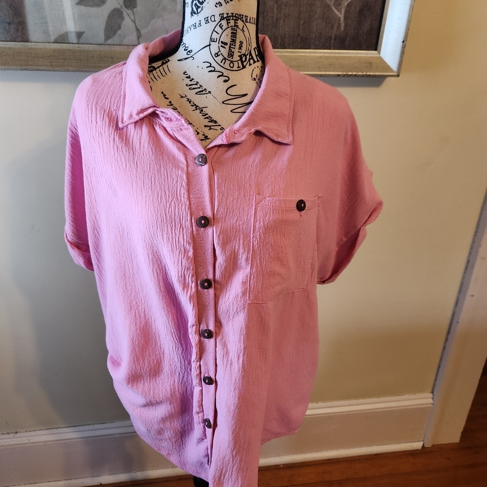 NYC Casual Pink Button-Down Shirt